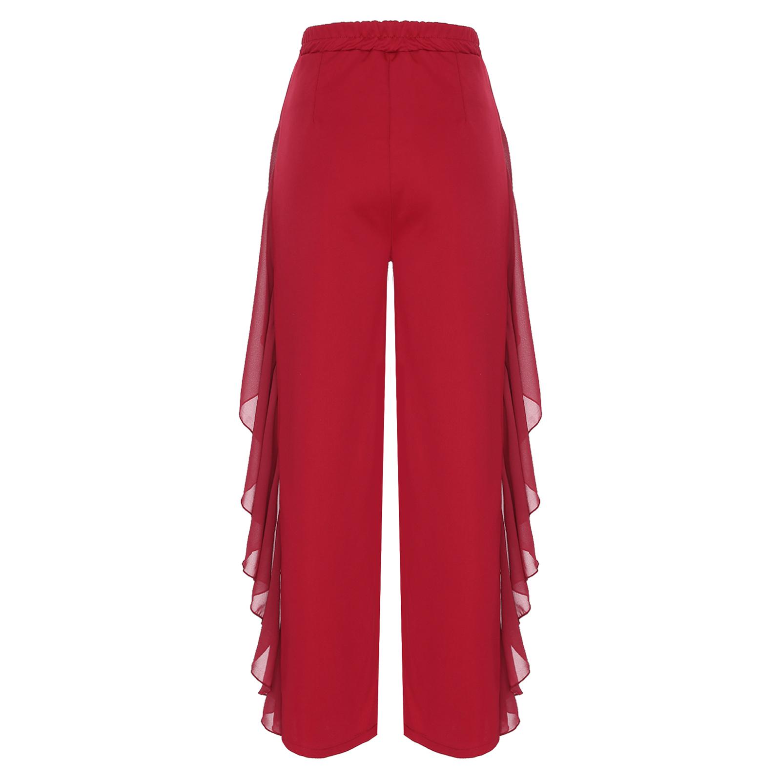 Жіночі широкі танцювальні штани з драпіруванням та рюшами, з високою посадкою, для сцени XL бордовий
Жіночі широкі танцювальні штани з драпіруванням та рюшами, з високою посадкою, для сцени XL бордовий