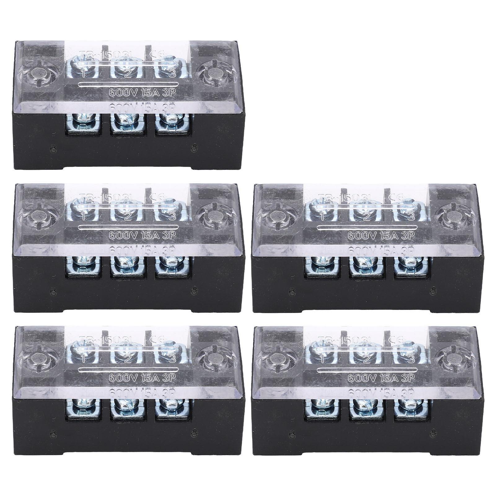 Terminal Strip Dual Row High Current M3 Screw Wire Barrier Block with Cover 15A 600V 5pcs
Terminal Strip Dual Row High Current M3 Screw Wire Barrier Block with Cover 15A 600V 5pcs