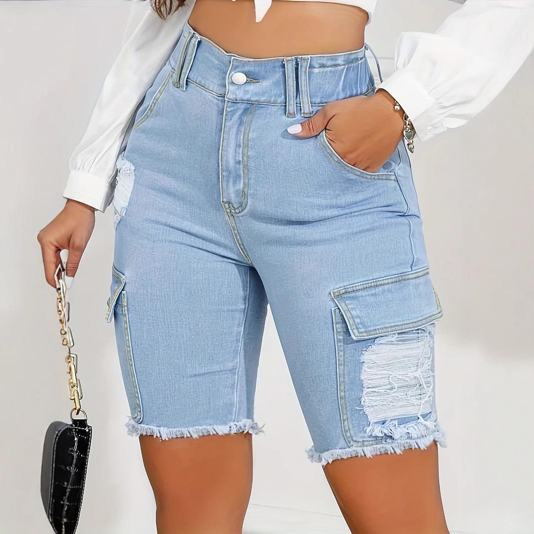 European & American Style Ripped Denim Mid-Shorts - Solid Color, Slim Fit, Summer Streetwear Extra Large
European & American Style Ripped Denim Mid-Shorts - Solid Color, Slim Fit, Summer Streetwear Extra Large