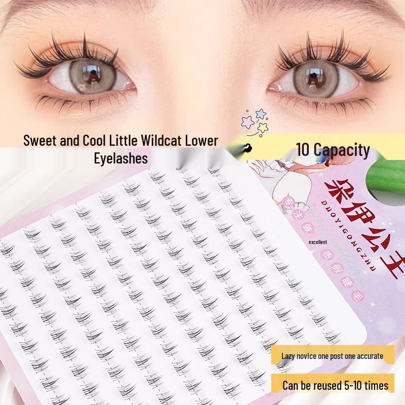Dolly Princess Kitten Eyelashes - Natural, Segmented, Thin Stem, Single Cluster Lower Lashes (10 Rows)
Dolly Princess Kitten Eyelashes - Natural, Segmented, Thin Stem, Single Cluster Lower Lashes (10 Rows)
