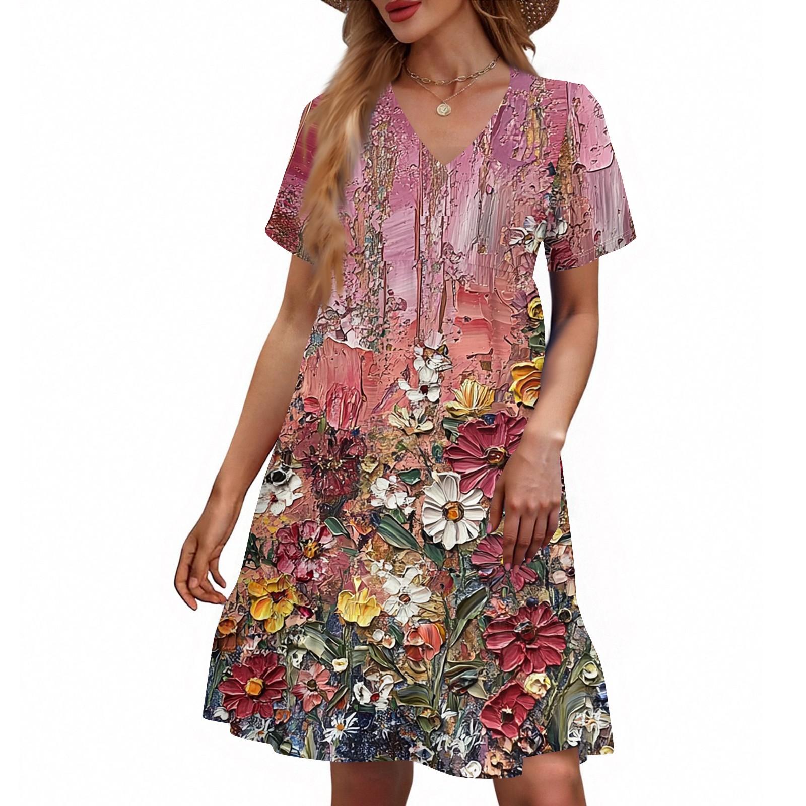 Women s Casual Fashion V-Neck Short Sleeve Floral Print Dress L рожевий
Women s Casual Fashion V-Neck Short Sleeve Floral Print Dress L рожевий