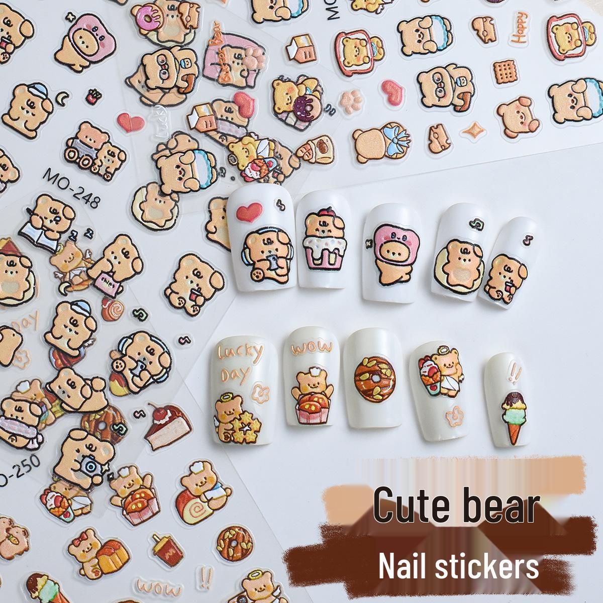 Cute Bear & Ice Cream 3D Embossed Nail Stickers - Cartoon Animal & Romantic Heart Decals
Cute Bear & Ice Cream 3D Embossed Nail Stickers - Cartoon Animal & Romantic Heart Decals
