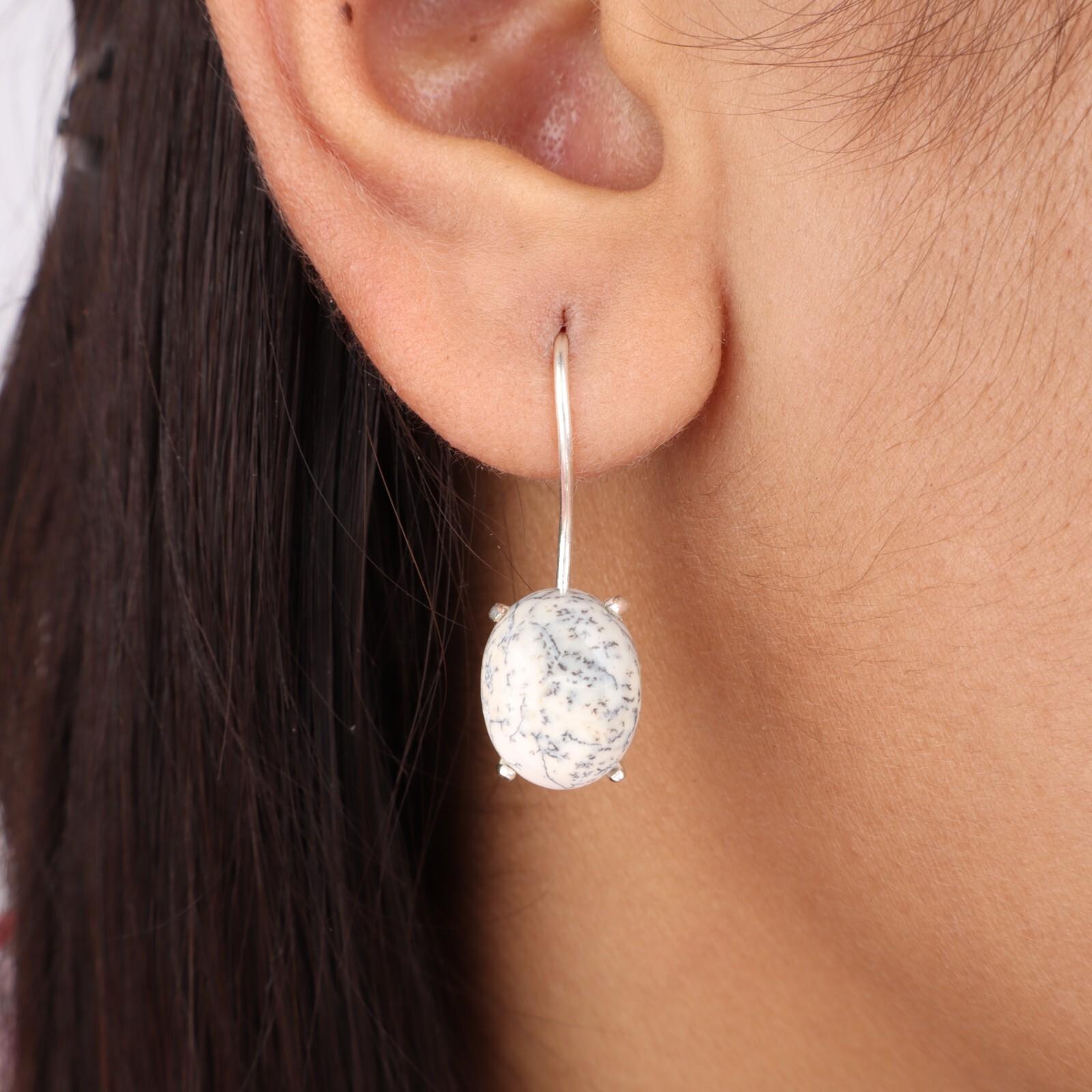 Dendritic Opal Gemstone 925 Sterling Silver Jewelry Handmade Hook Earrings 1.05 EE-173-36
Dendritic Opal Gemstone 925 Sterling Silver Jewelry Handmade Hook Earrings 1.05 EE-173-36