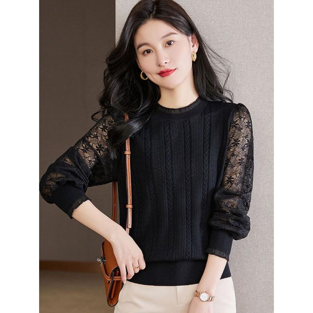 New Spring Women s Lace Lantern Sleeve Hook Flower Hollow Knitted Shirt Thin Edition Ear Collar Short Edition Bottom Top S чорний
New Spring Women s Lace Lantern Sleeve Hook Flower Hollow Knitted Shirt Thin Edition Ear Collar Short Edition Bottom Top S чорний