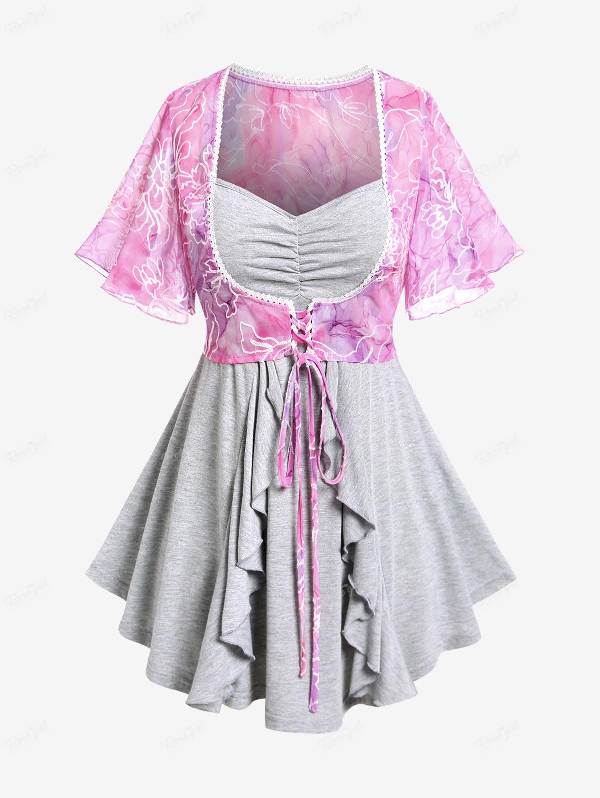 Комплект из топа на бретельках Rosegal размера плюс с отделкой салатом и блузки на шнуровке с цветочным принтом M
Комплект из топа на бретельках Rosegal размера плюс с отделкой салатом и блузки на шнуровке с цветочным принтом M