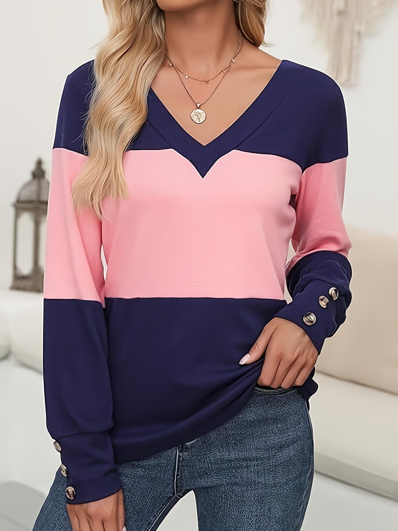 2026 Spring/Summer V-Neck Color Block Long-Sleeve Plus Size Women s T-Shirt - European/American Casual Style 3XL
2026 Spring/Summer V-Neck Color Block Long-Sleeve Plus Size Women s T-Shirt - European/American Casual Style 3XL