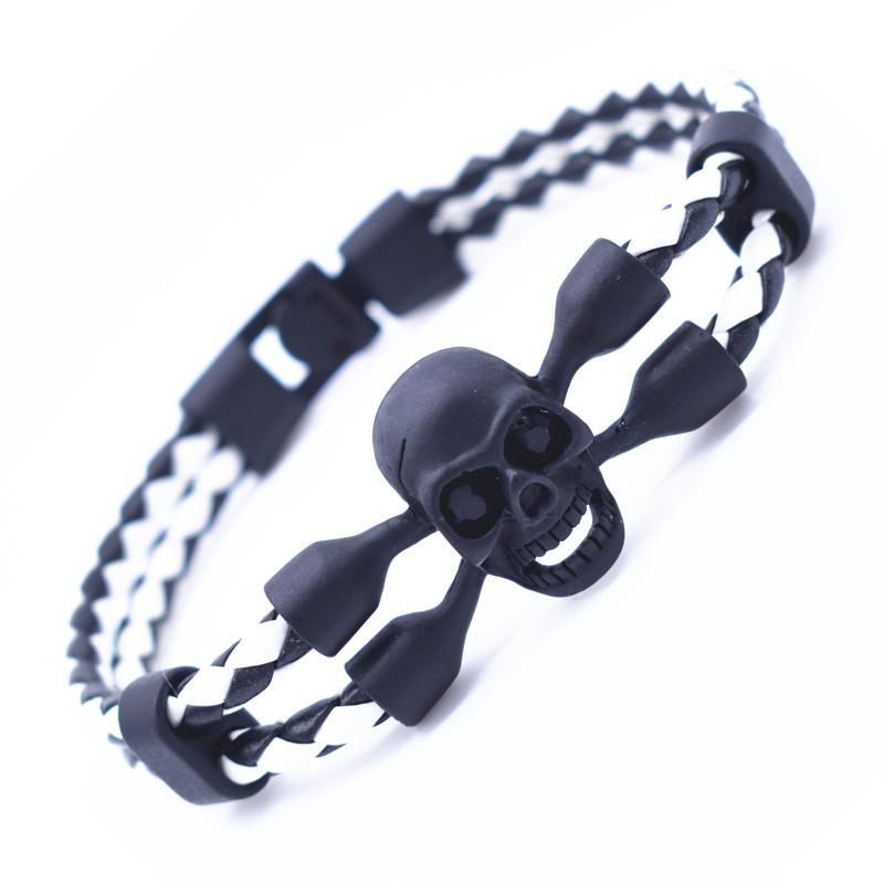 Vintage Black Skeleton Skull Charm Bracelets Bangles Hand Woven Rope Leather Bracelet Men Friendship Jewelry Wholesale
Vintage Black Skeleton Skull Charm Bracelets Bangles Hand Woven Rope Leather Bracelet Men Friendship Jewelry Wholesale