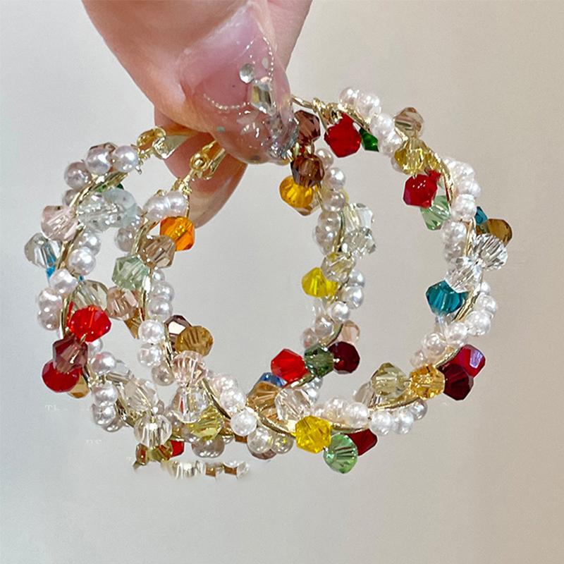 Y2K Colored Bead Crystal Pearl Exaggerated Hoop Earrings for Women Luxury Round Irregular Earring High-End Travel Accessory Gift
Y2K Colored Bead Crystal Pearl Exaggerated Hoop Earrings for Women Luxury Round Irregular Earring High-End Travel Accessory Gift