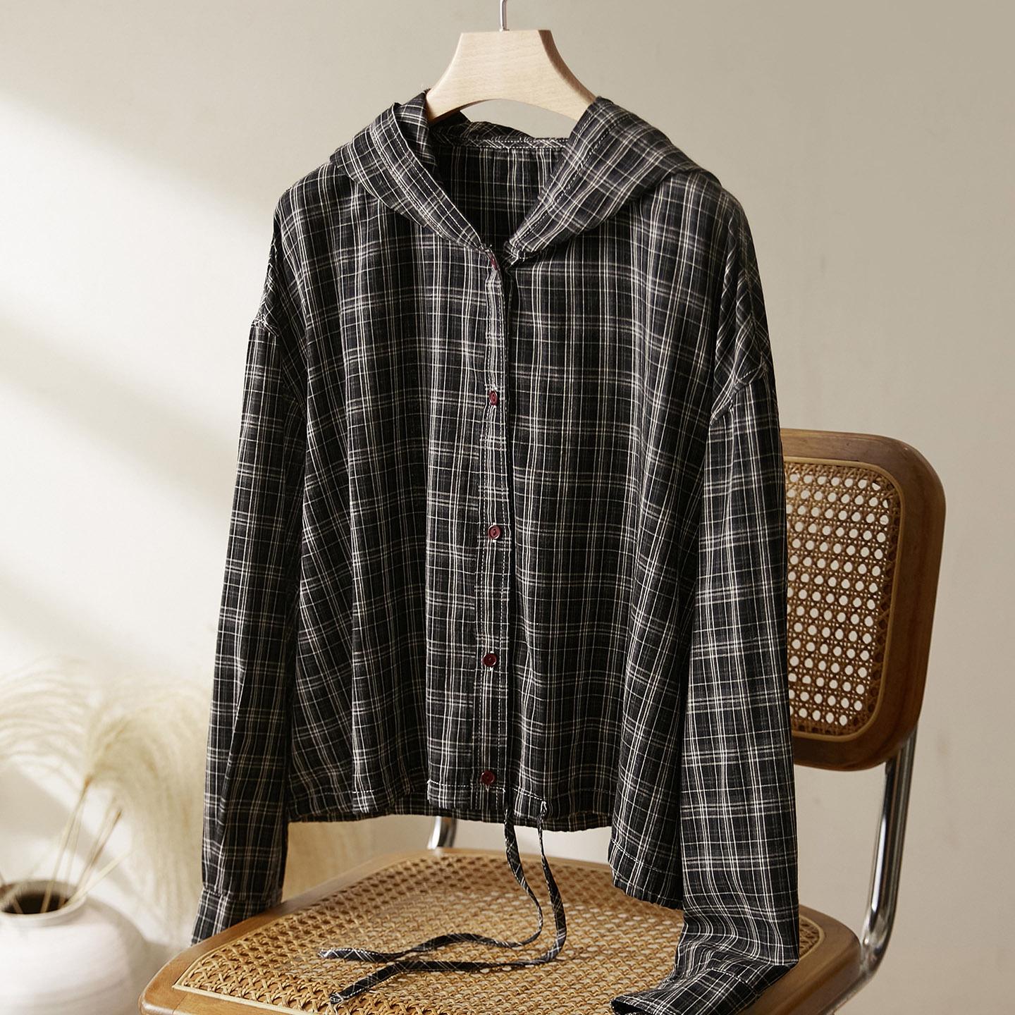 Women s Retro Plaid Hooded Jacket - Spring & Autumn Korean Fashion Shirt One Size темно-синього кольору
Women s Retro Plaid Hooded Jacket - Spring & Autumn Korean Fashion Shirt One Size темно-синього кольору