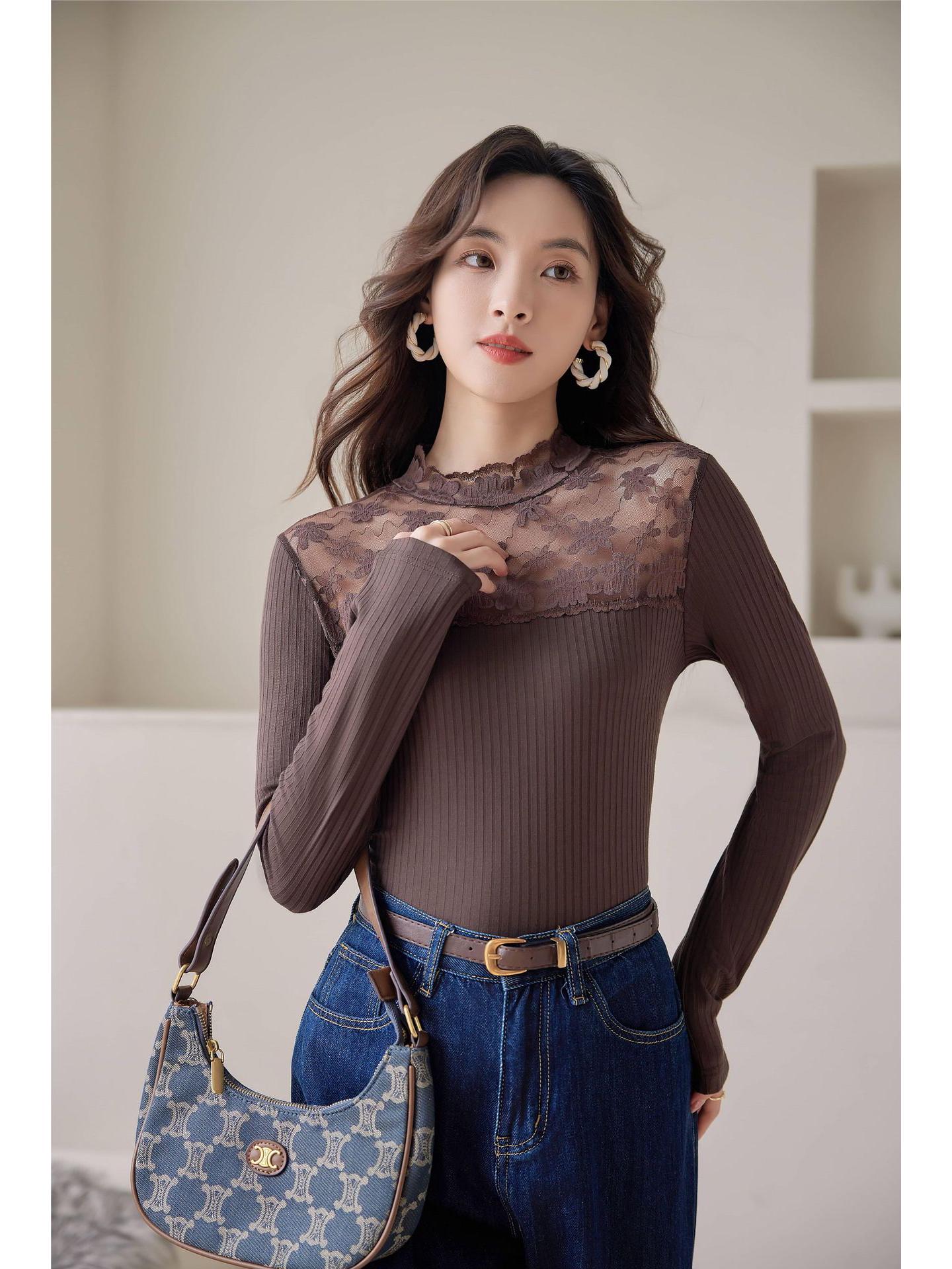 Women s Slim Fit Long Sleeve Mesh Lace Top - Hollow Out Design, Spring/Autumn Versatile Socialite Style One Size колір темно кави
Women s Slim Fit Long Sleeve Mesh Lace Top - Hollow Out Design, Spring/Autumn Versatile Socialite Style One Size колір темно кави