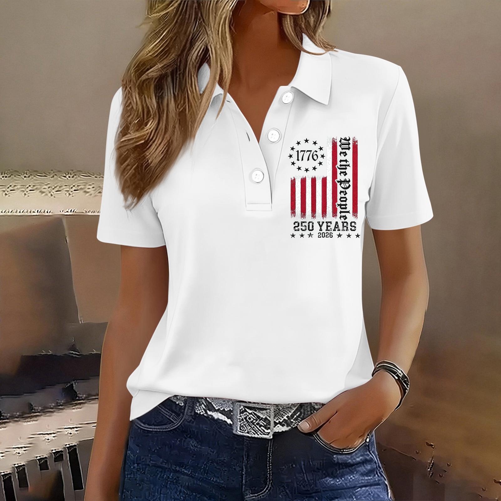 Women s Casual Button Short Sleeve Polo Shirt 250th Anniversary Printed Top Independence Day Style Lightweight Soft Fabric XL білий
Women s Casual Button Short Sleeve Polo Shirt 250th Anniversary Printed Top Independence Day Style Lightweight Soft Fabric XL білий