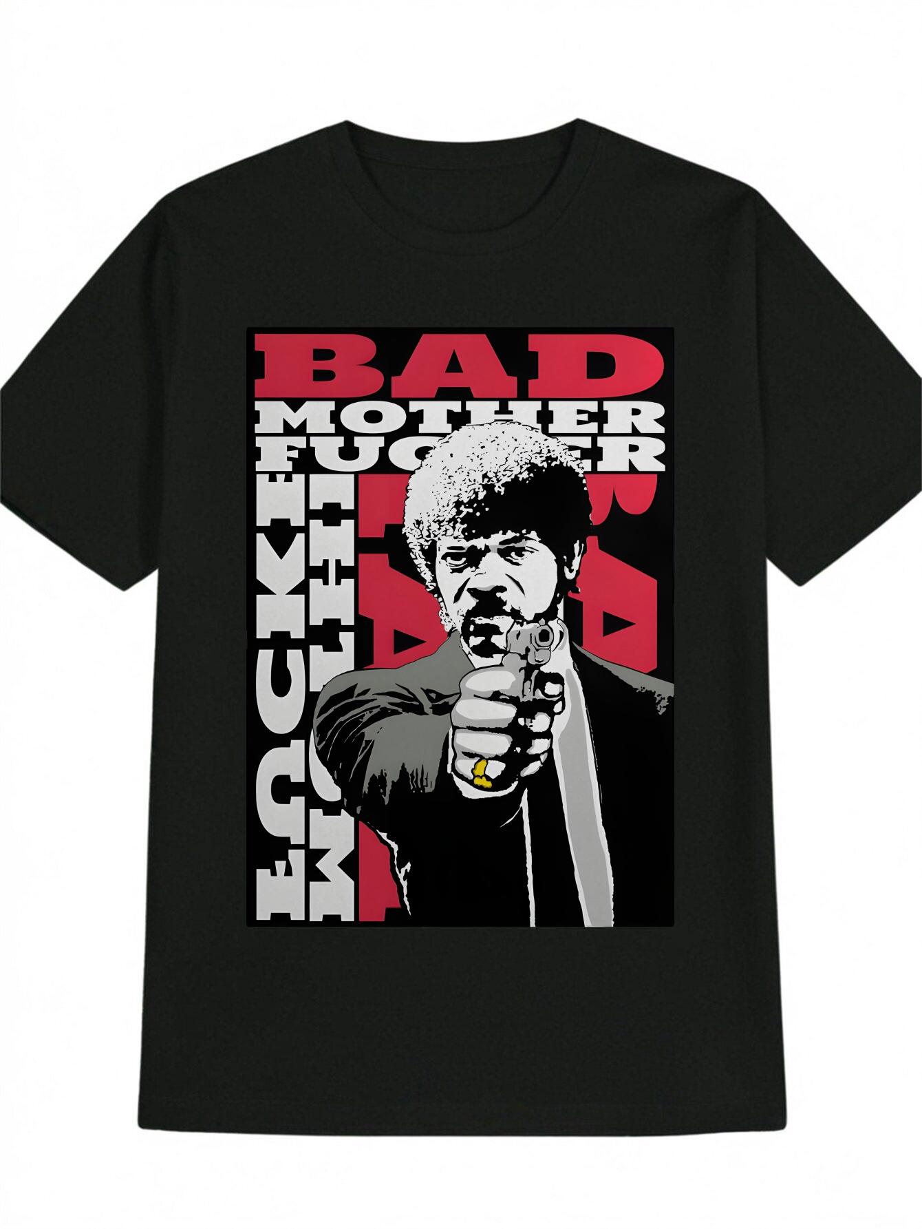 Casual Crew Neck T-shirt with Bad Mother Graphic Design - Black XXXL
Casual Crew Neck T-shirt with Bad Mother Graphic Design - Black XXXL