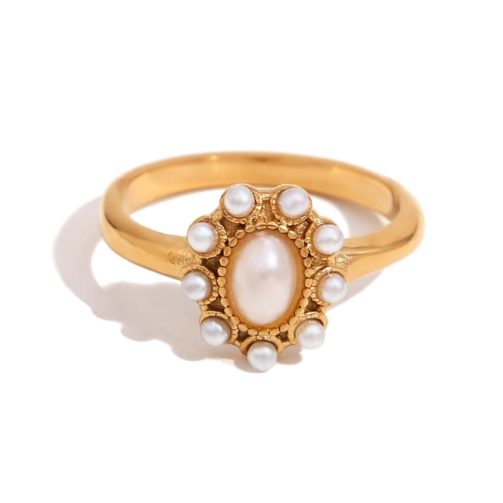 MamacitaSlay 316L Stainless Steel Vintage Pearl Zircon Flower Ring 18K Gold Plated Waterproof Jewelry For Women Stackable Ring 8 перлинний
MamacitaSlay 316L Stainless Steel Vintage Pearl Zircon Flower Ring 18K Gold Plated Waterproof Jewelry For Women Stackable Ring 8 перлинний