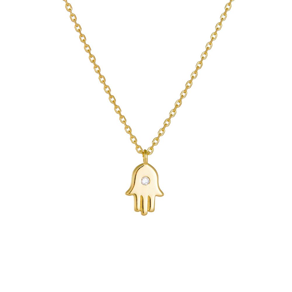Wholesale Silver Jewelry Gold Plated Insert Diamond Hamsa Pendant Necklace for Women 45cm
Wholesale Silver Jewelry Gold Plated Insert Diamond Hamsa Pendant Necklace for Women 45cm