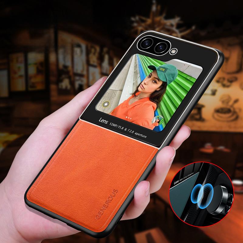 For Samsung Galaxy Z Flip6 5G Case Leather Back Cover with Rear Small Screen Protector Orange
For Samsung Galaxy Z Flip6 5G Case Leather Back Cover with Rear Small Screen Protector Orange