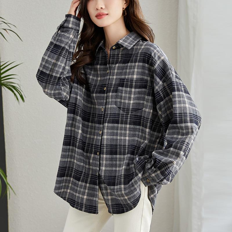 Spring New Top Loose and Thin Stacked Plaid Retro Shirt L
Spring New Top Loose and Thin Stacked Plaid Retro Shirt L