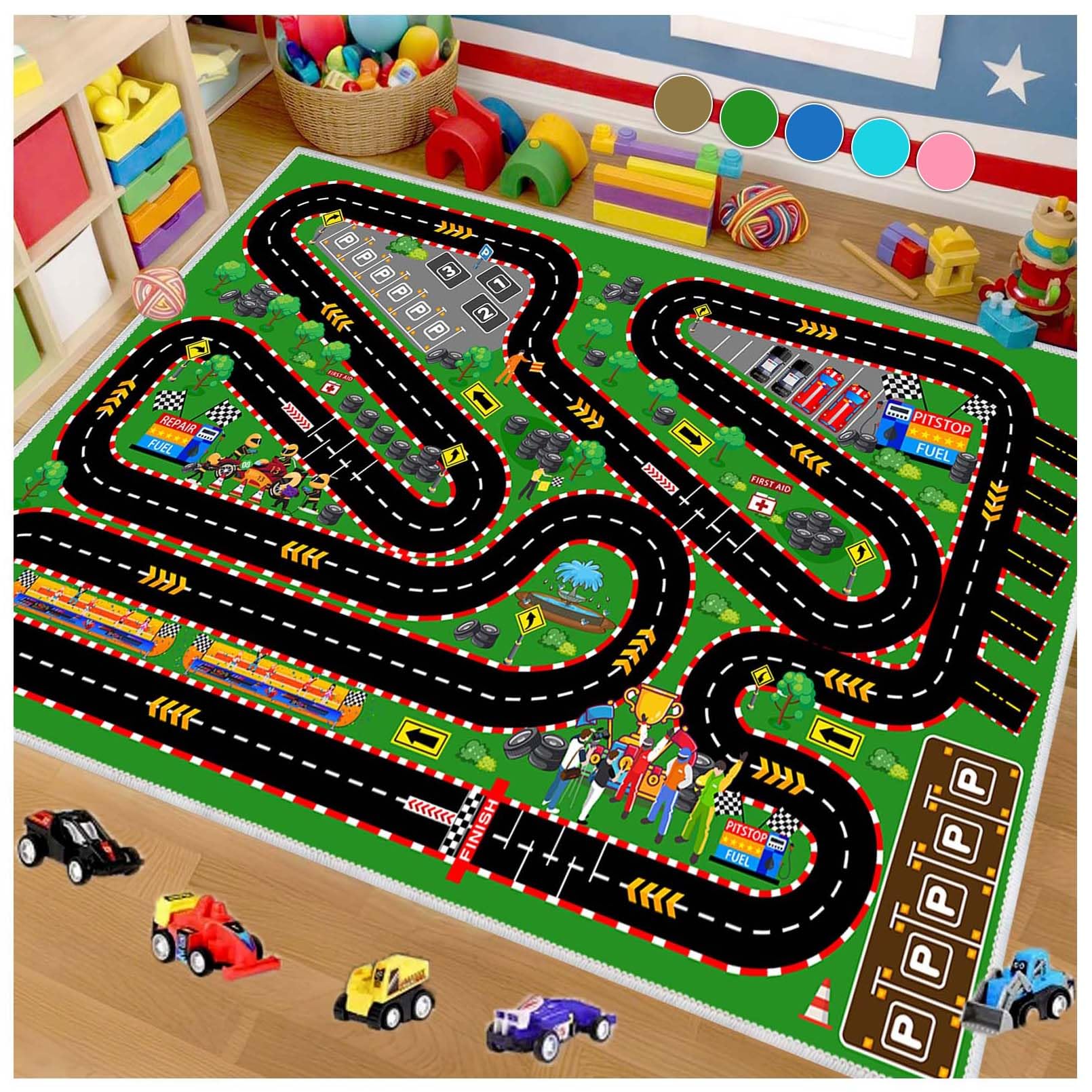 Blue Racing Track Carpet Mat Rug Kids Play Room Home Decoration Car Race Game Floor Mat Non Slip Carpets for Living Room 40x60cm
Blue Racing Track Carpet Mat Rug Kids Play Room Home Decoration Car Race Game Floor Mat Non Slip Carpets for Living Room 40x60cm