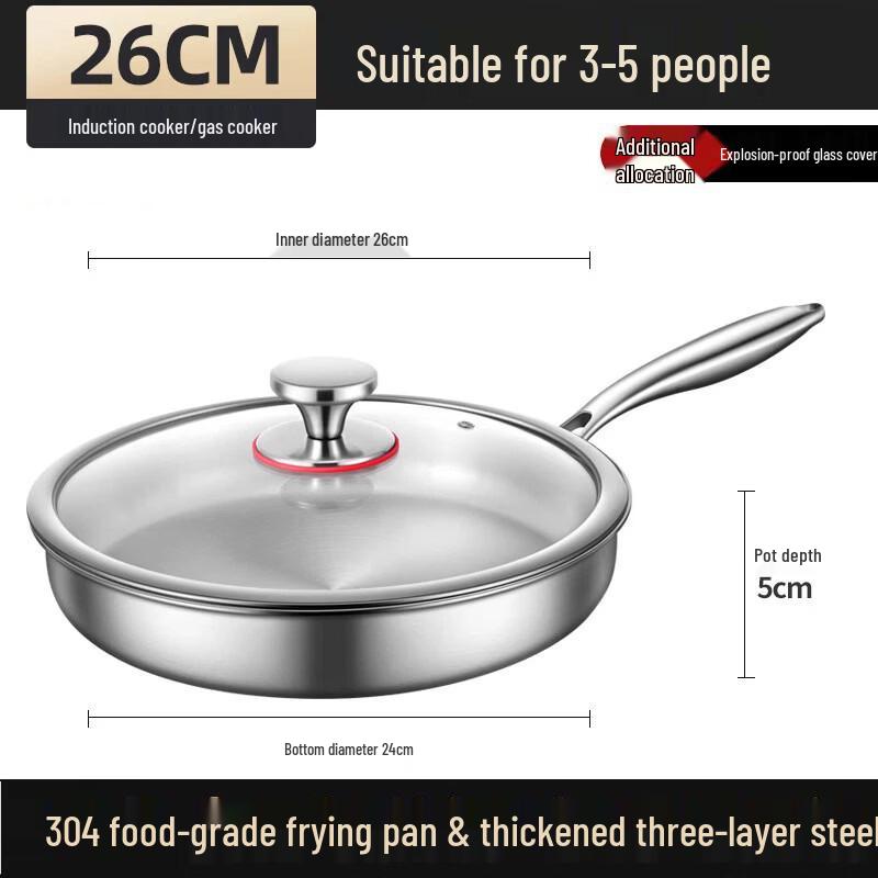 Zhishi 26CM 304 Stainless Steel Non-Stick Frying Pan
Zhishi 26CM 304 Stainless Steel Non-Stick Frying Pan