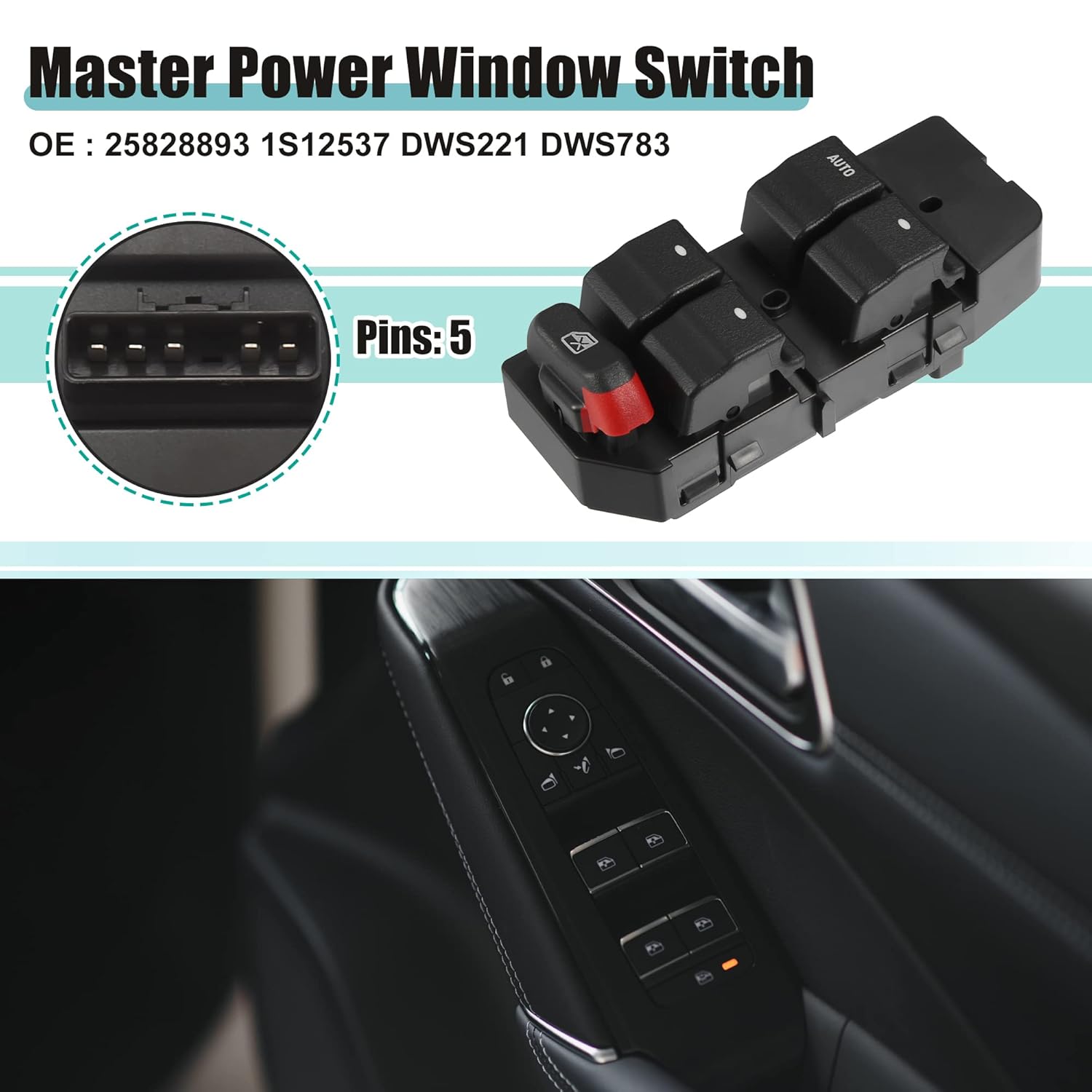 ACROPIX Front Left Driver Side Master Power Window Switch Fit for Chevrolet Impala - Pack of 1 Black
ACROPIX Front Left Driver Side Master Power Window Switch Fit for Chevrolet Impala - Pack of 1 Black