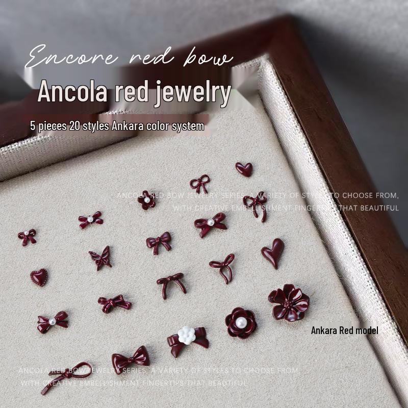 Ancola 5pcs Red Nail Art Accessories: Metal Bowknot, Heart, Pearl Bow Tie, Butterfly, Flower Decorations
Ancola 5pcs Red Nail Art Accessories: Metal Bowknot, Heart, Pearl Bow Tie, Butterfly, Flower Decorations