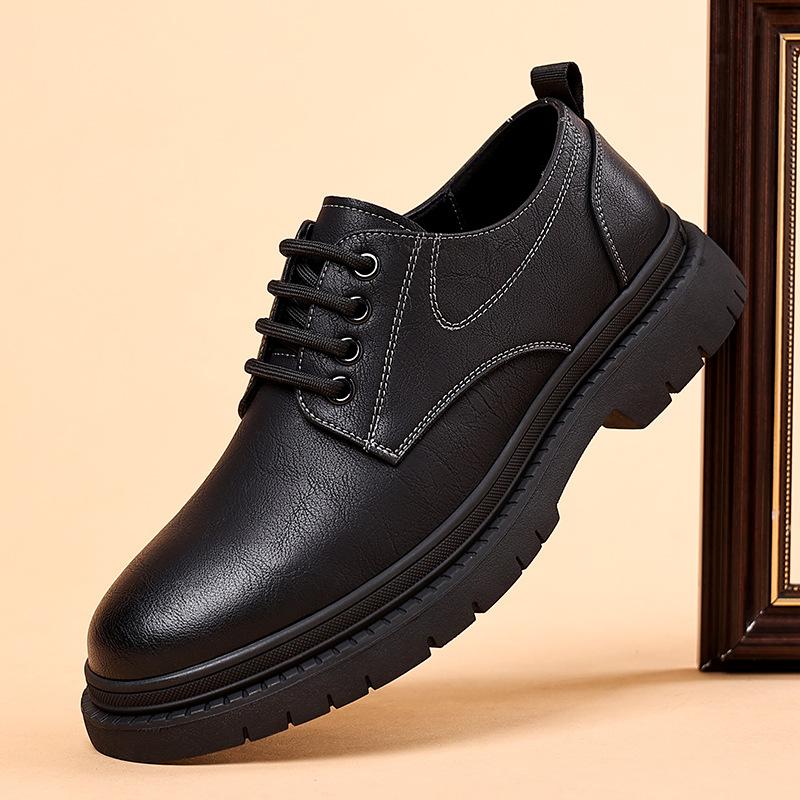 Кожаные туфли мужские 2024 года с низким верхом в британском стиле, мужские туфли с круглым носком и большим носком, повседневные туфли дерби на платформе 38 чёрный 
Кожаные туфли мужские 2024 года с низким верхом в британском стиле, мужские туфли с круглым носком и большим носком, повседневные туфли дерби на платформе 38 чёрный