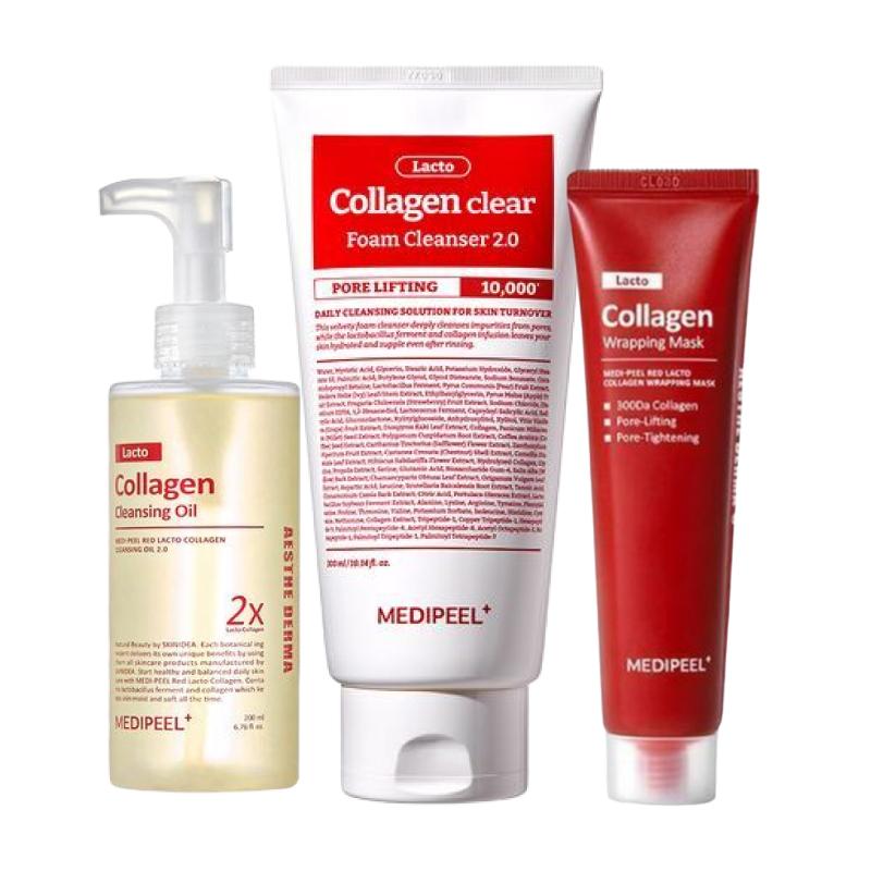 MEDI-PEEL Red Lacto Collagen 3-Step Set (Cleansing Oil 2.0 200ml + Clear Foam 2.0 300ml + Wrapping Mask 70ml) Deep Pore & Firming Care
MEDI-PEEL Red Lacto Collagen 3-Step Set (Cleansing Oil 2.0 200ml + Clear Foam 2.0 300ml + Wrapping Mask 70ml) Deep Pore & Firming Care