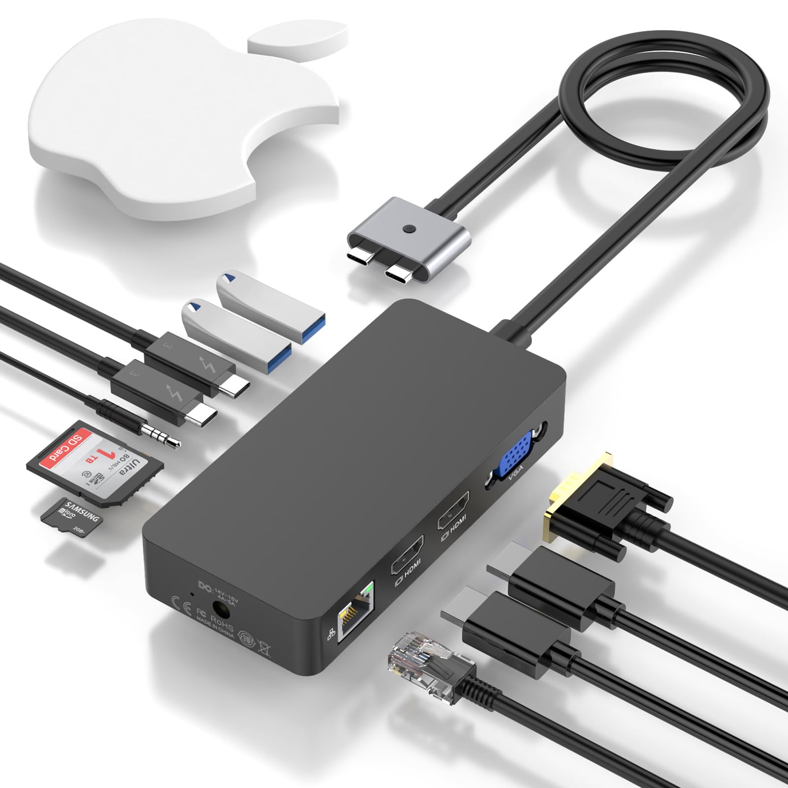 MacBook Hub 12in2 PD Media Hub VGA Gigabit Ethernet DC 100 Вт Быстрая зарядка Тип USB Высокоскоростная карта передачи данных Аудиопорт Совместимость с MacBook чёрный
MacBook Hub 12in2 PD Media Hub VGA Gigabit Ethernet DC 100 Вт Быстрая зарядка Тип USB Высокоскоростная карта передачи данных Аудиопорт Совместимость с MacBook чёрный