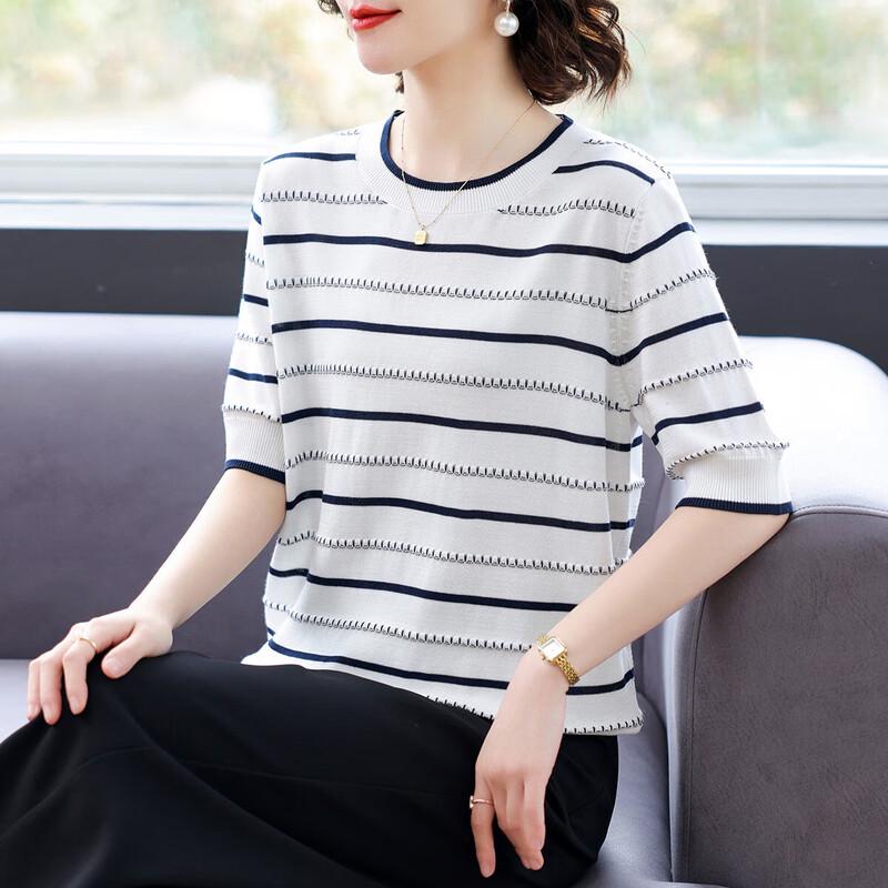 Women s Striped Ice Silk Knit T-Shirt XL
Women s Striped Ice Silk Knit T-Shirt XL