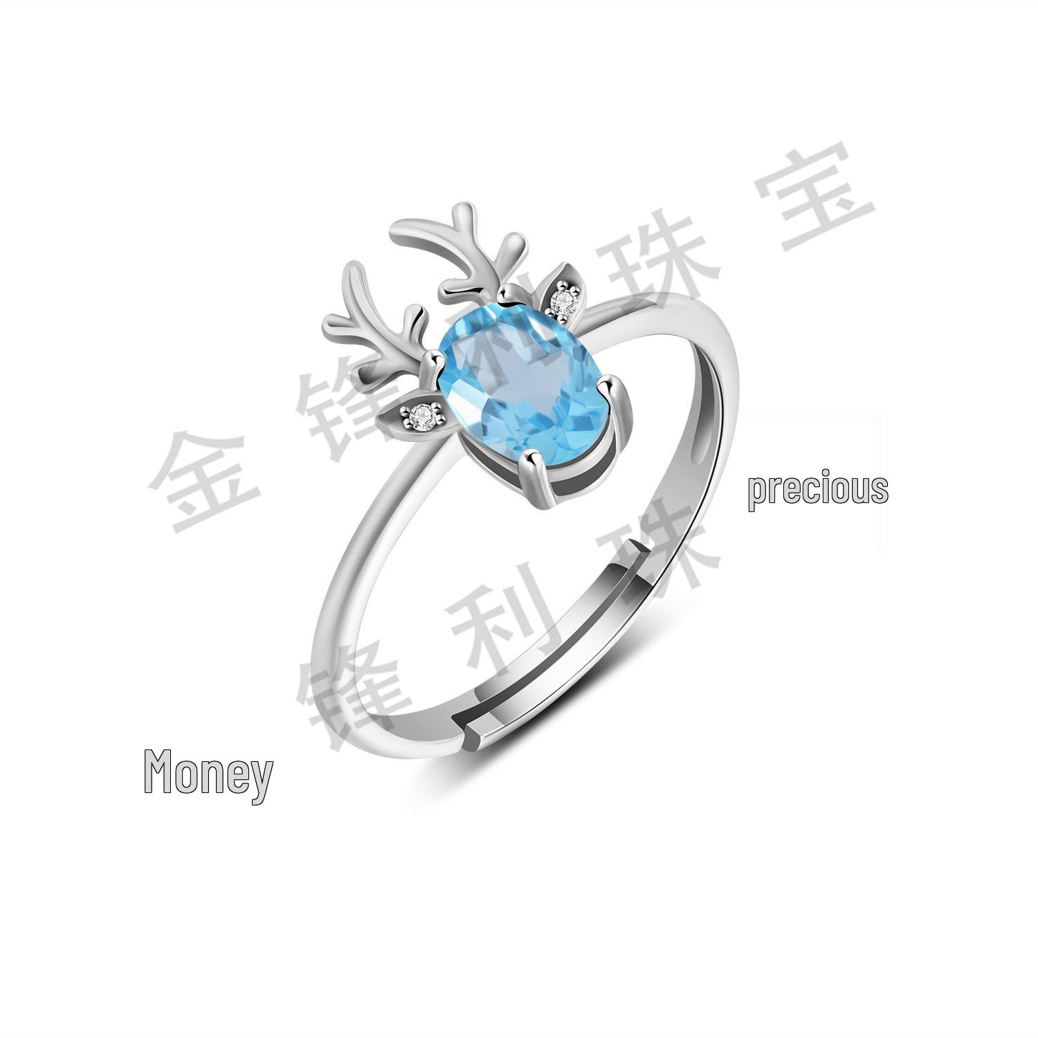 Elegant S925 Silver Antler Ring with Natural Topaz - Perfect Christmas Gift for Women Adjustable
Elegant S925 Silver Antler Ring with Natural Topaz - Perfect Christmas Gift for Women Adjustable