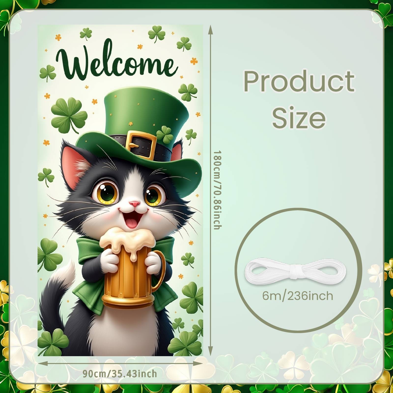 Festival Banner Gold Accent Clover Backdrop Happy St. Patrick s Display Green Hat Design Celebration Background For Bar Pub
Festival Banner Gold Accent Clover Backdrop Happy St. Patrick s Display Green Hat Design Celebration Background For Bar Pub
