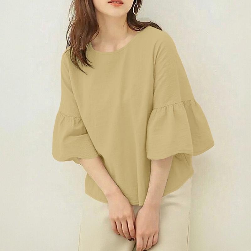 ZANZEA Женская повседневная однотонная свободная блузка с круглым вырезом и рукавом 3/4 3XL хаки
ZANZEA Женская повседневная однотонная свободная блузка с круглым вырезом и рукавом 3/4 3XL хаки