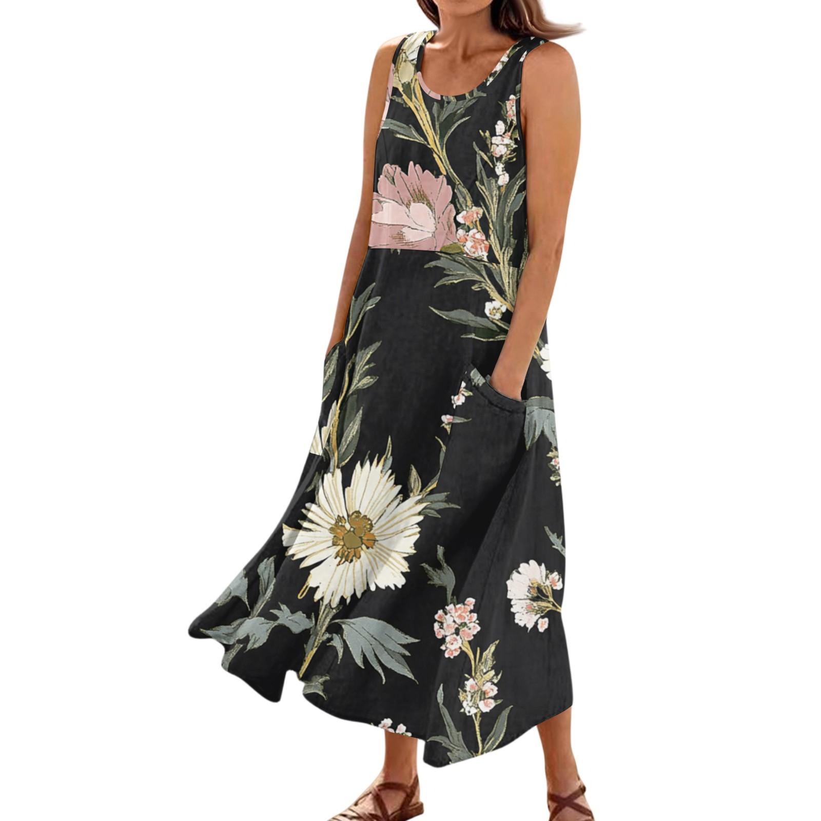 Женское летнее повседневное модное платье без рукавов с цветочным принтом и карманом XXL чёрный
Женское летнее повседневное модное платье без рукавов с цветочным принтом и карманом XXL чёрный