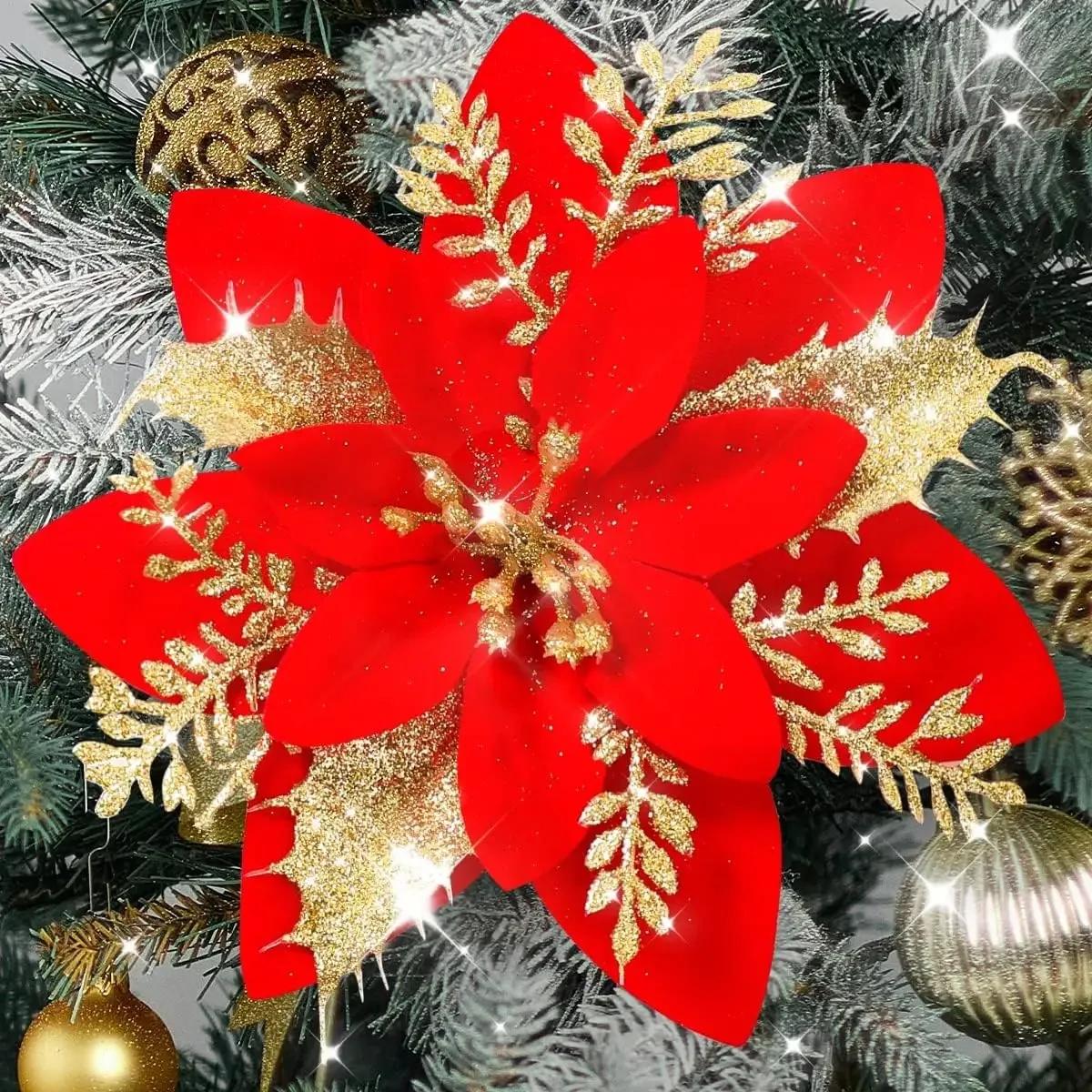 10/1pcs 15cm Glitter Christmas Flowers Artificial Poinsettia Flower Head Xmas Tree Ornament Home Decoration Navidad New Year 1pcs
10/1pcs 15cm Glitter Christmas Flowers Artificial Poinsettia Flower Head Xmas Tree Ornament Home Decoration Navidad New Year 1pcs