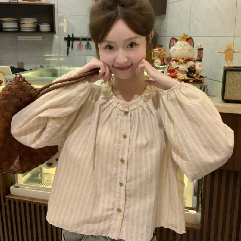 Spring and Autumn French Sweet Lace Striped Round Neck Long Sleeve Shirt Women s College Style Loose Chic Shirt Top L білий
Spring and Autumn French Sweet Lace Striped Round Neck Long Sleeve Shirt Women s College Style Loose Chic Shirt Top L білий