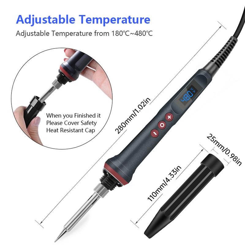 AC110V/220V 90W Electric Soldering Iron PID Temperature Control 15min Automatic Sleep 180-480℃ Digital Display US/EU Plug EU
AC110V/220V 90W Electric Soldering Iron PID Temperature Control 15min Automatic Sleep 180-480℃ Digital Display US/EU Plug EU