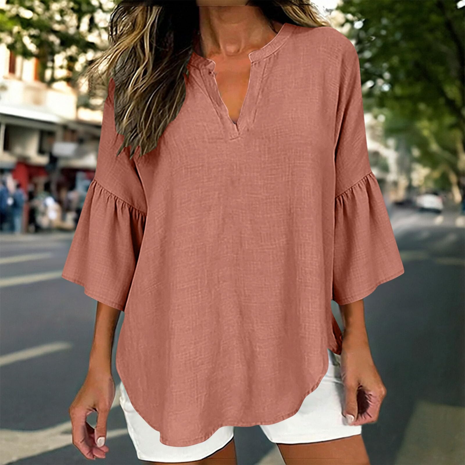 Women s Fashion Loose-Fit -Color V-Neck Bell-Sleeve Casual Top XL кавун червоний колір
Women s Fashion Loose-Fit -Color V-Neck Bell-Sleeve Casual Top XL кавун червоний колір