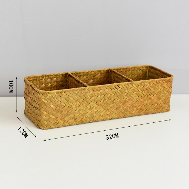 Home desktop grid storage box Handmade seaweed woven sundries storage basket Hotel retro decoration storage basket Weight 195g
Home desktop grid storage box Handmade seaweed woven sundries storage basket Hotel retro decoration storage basket Weight 195g