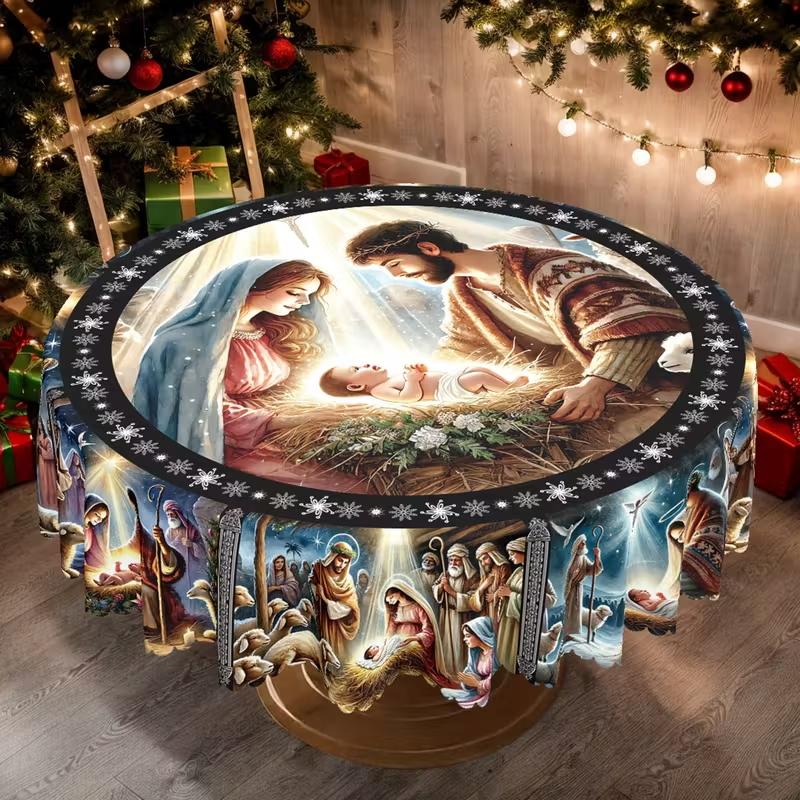 Christmas-Themed Tablecloth Vintage Country Farmhouse Style Nativity Scene for New Year s Gatherings Xmas Kitchen Accessories Round 152x152cm
Christmas-Themed Tablecloth Vintage Country Farmhouse Style Nativity Scene for New Year s Gatherings Xmas Kitchen Accessories Round 152x152cm