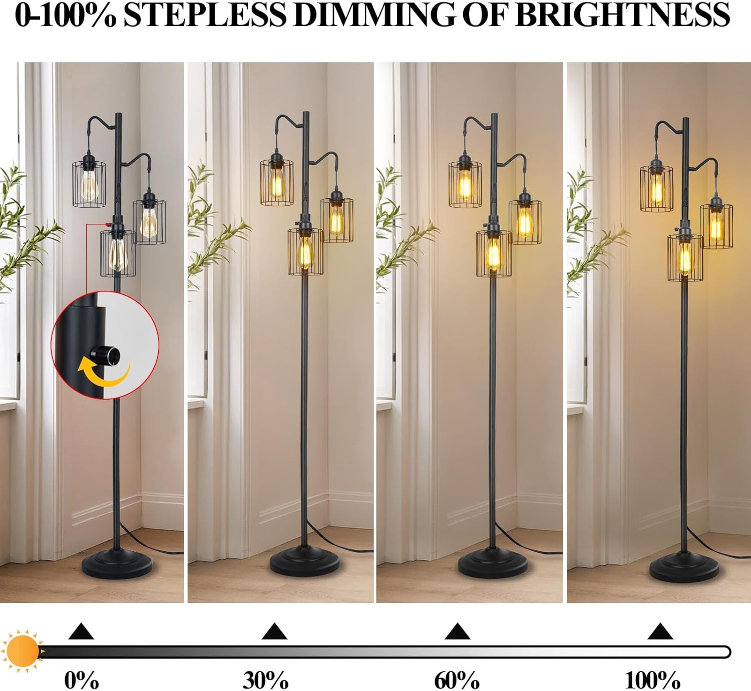 Диммируемый торшер с 3 светодиодными лампами Эдисона по 800 лм, черный промышленный винтажный стоячий светильник для гостиной, спальни, офиса золотой
Диммируемый торшер с 3 светодиодными лампами Эдисона по 800 лм, черный промышленный винтажный стоячий светильник для гостиной, спальни, офиса золотой