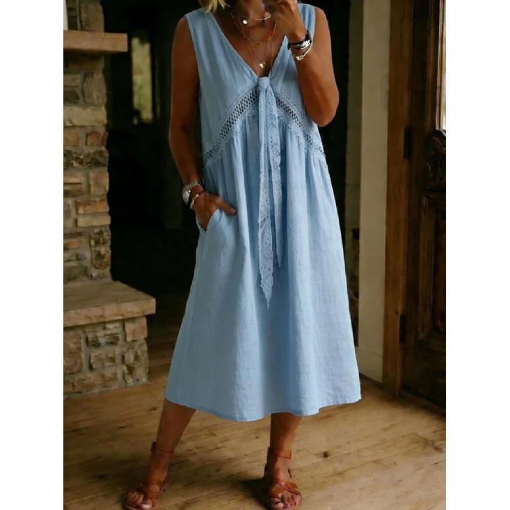2026 New Women s Solid Color Lace Decorated Sleeveless Dress V-neck Casual Dress 3XL світло-синій колір
2026 New Women s Solid Color Lace Decorated Sleeveless Dress V-neck Casual Dress 3XL світло-синій колір