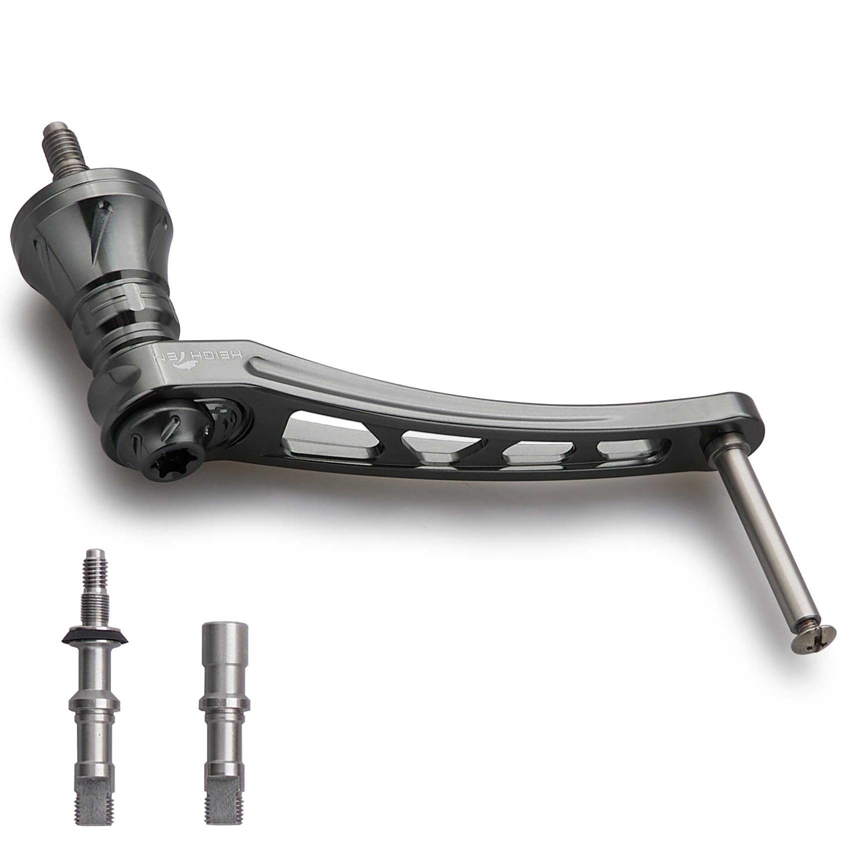 HEIGHTEN Variable Reel Handle for SHIMANO Universal Spinning Reels Arch Series Gray 65-70mm (No Knob) DAIWA, (Dark (22STELLA/23AIRITY)) (0791)
HEIGHTEN Variable Reel Handle for SHIMANO Universal Spinning Reels Arch Series Gray 65-70mm (No Knob) DAIWA, (Dark (22STELLA/23AIRITY)) (0791)