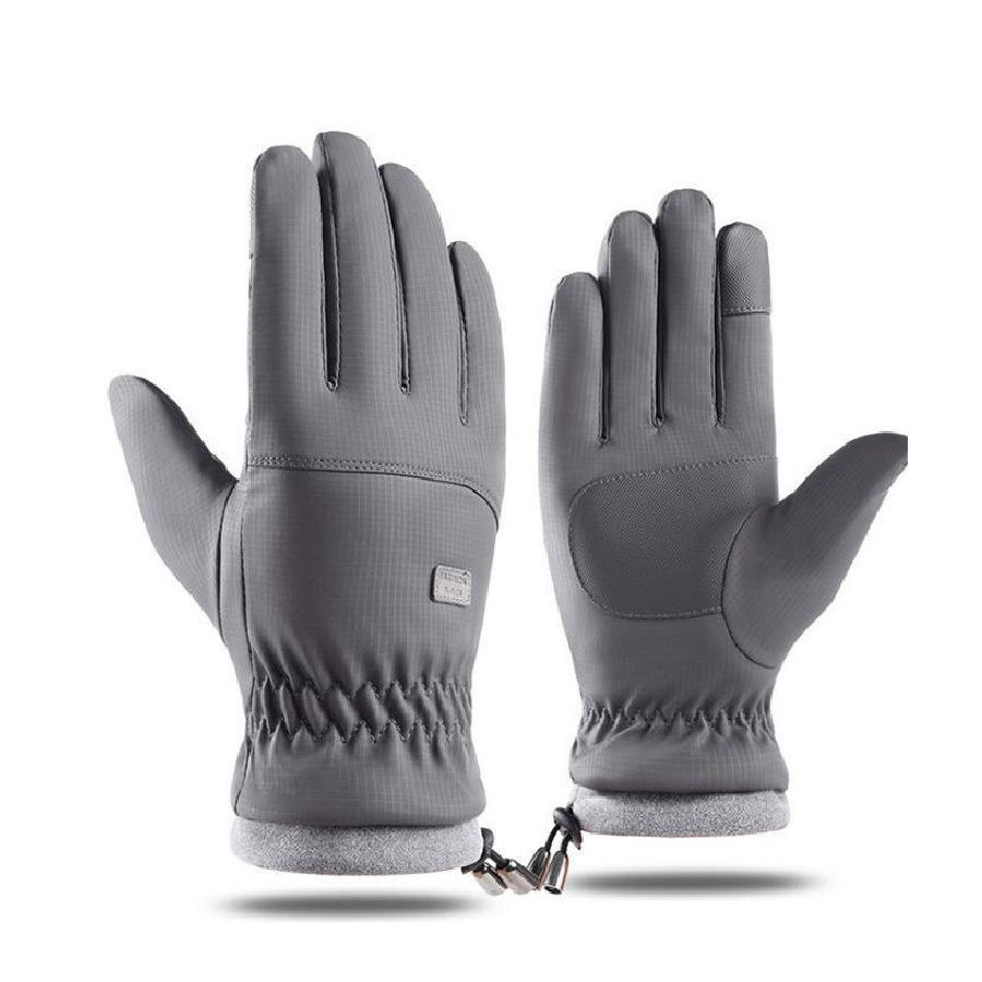 Зимние лыжные перчатки мужские уличные велосипедные спортивные ветрозащитные водонепроницаемые с начесом утолщенные мотоциклетные кожаные перчатки average size