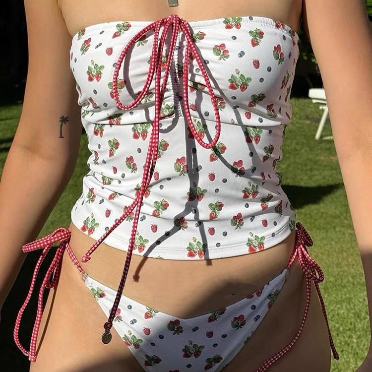 Strawberry Print Drawstring Bandeau Bikini, Tummy Control Slimming Swimsuit Summer 2025 for Women Medium білий
Strawberry Print Drawstring Bandeau Bikini, Tummy Control Slimming Swimsuit Summer 2025 for Women Medium білий