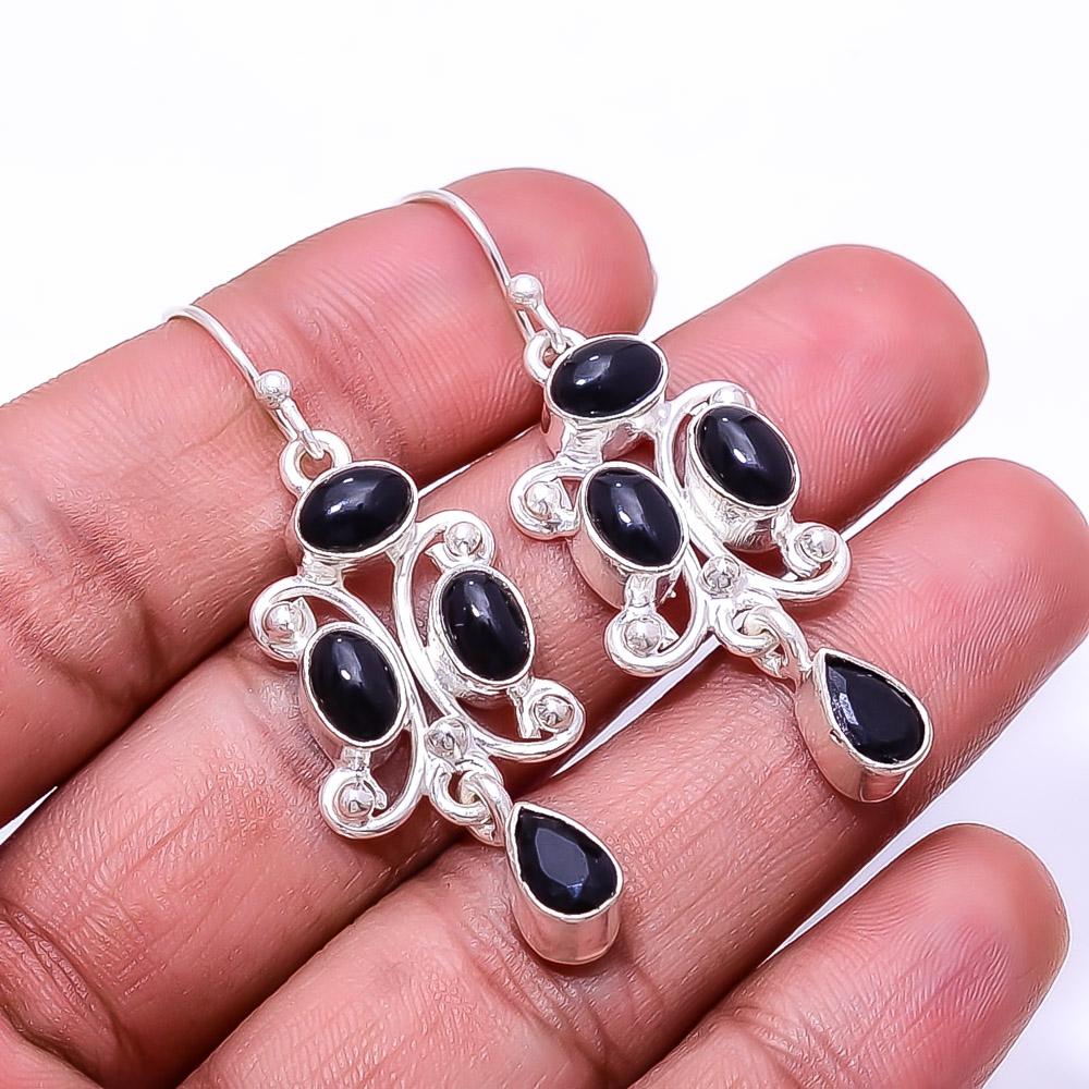 Black Onyx -Brazil Multi Collet 925 Sterling Silver Earring 1.95 E26
Black Onyx -Brazil Multi Collet 925 Sterling Silver Earring 1.95 E26