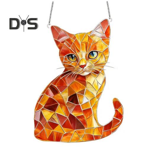 Кішка вітражі мистецтво Орнамент акрилове вікно висяче сонце ловець барвистий кіт панель стіни висячий художній декор для любителів кішок Cat
Кішка вітражі мистецтво Орнамент акрилове вікно висяче сонце ловець барвистий кіт панель стіни висячий художній декор для любителів кішок Cat