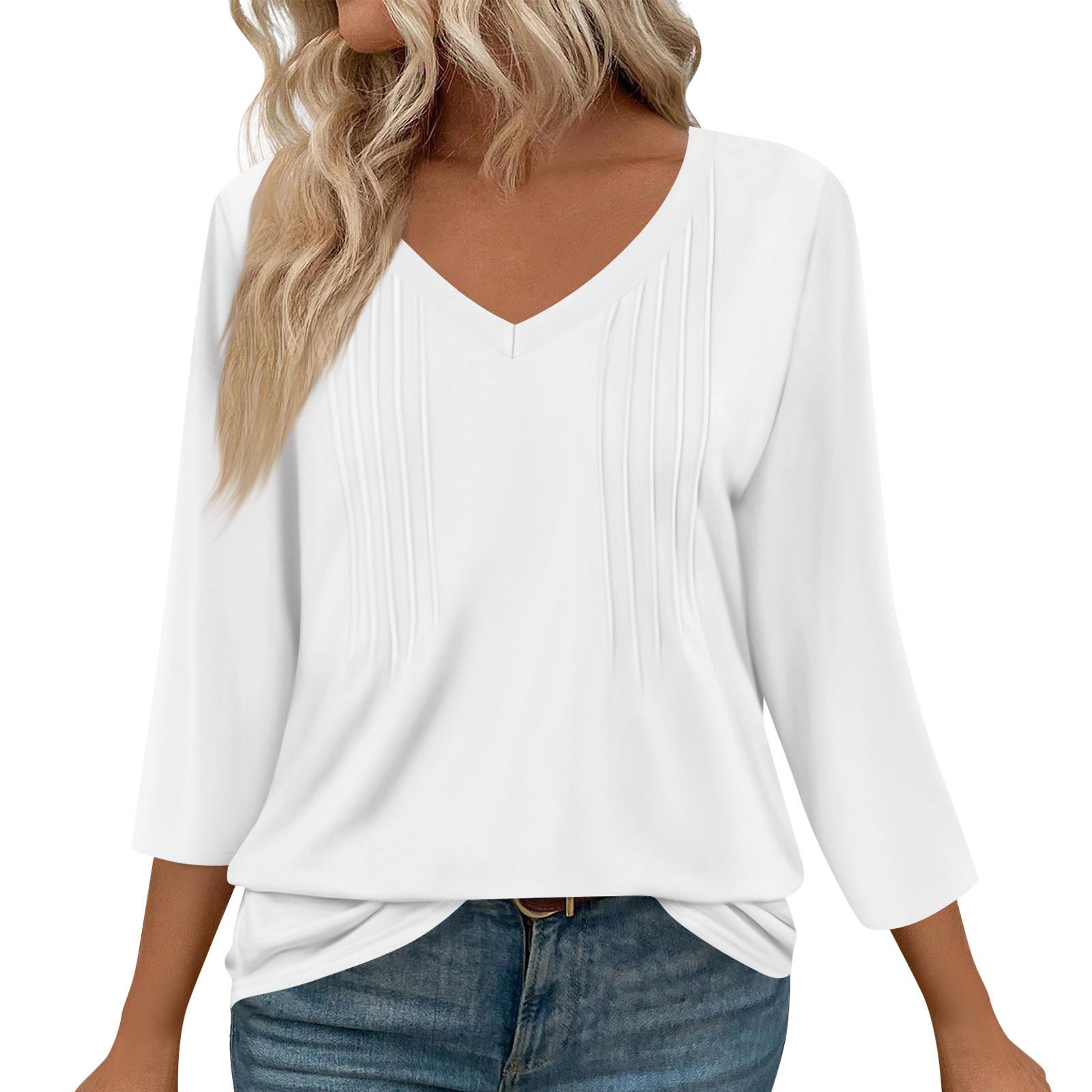 Женская мода повседневные топы с рукавом 3/4 плиссированные модные топы футболки XL белый
Женская мода повседневные топы с рукавом 3/4 плиссированные модные топы футболки XL белый