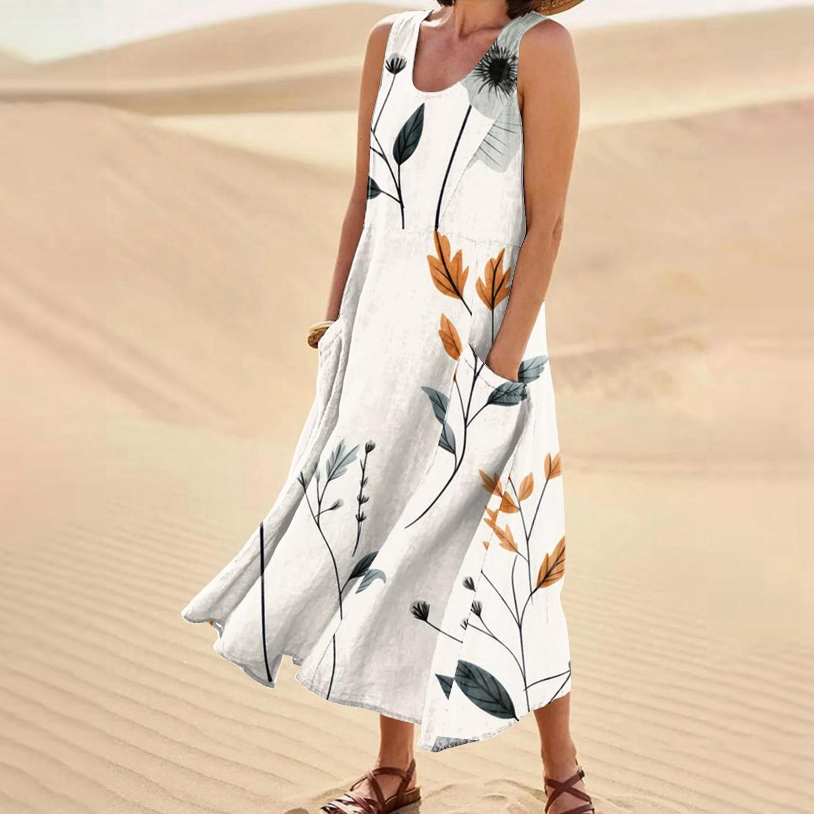 Женские модные повседневные платья из хлопка и льна без рукавов с цветочным принтом и небольшими карманами XL белый
Женские модные повседневные платья из хлопка и льна без рукавов с цветочным принтом и небольшими карманами XL белый