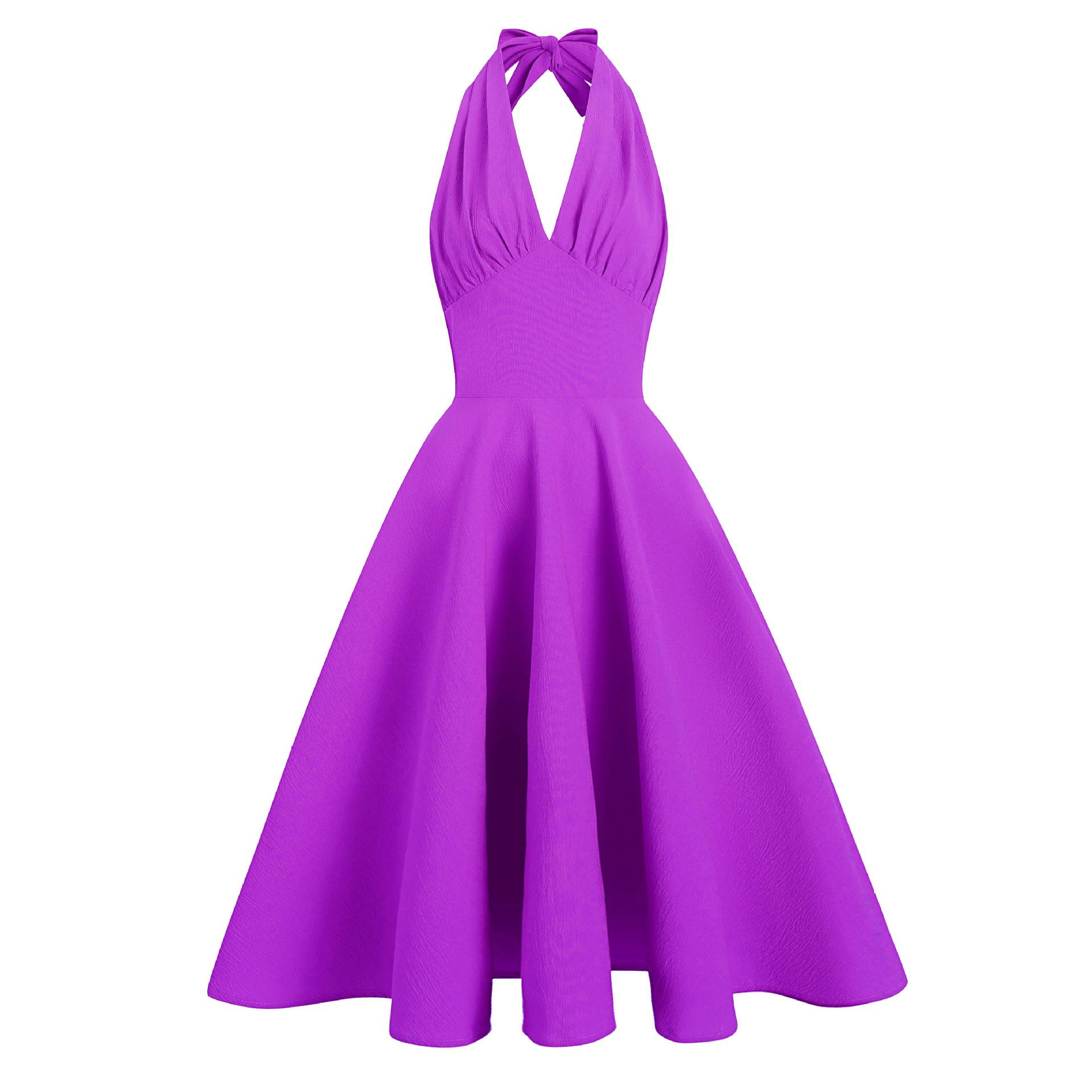 Retro holiday-style V-neck, high-waisted, backless, halter-neck, flared midi dress XXL
Retro holiday-style V-neck, high-waisted, backless, halter-neck, flared midi dress XXL