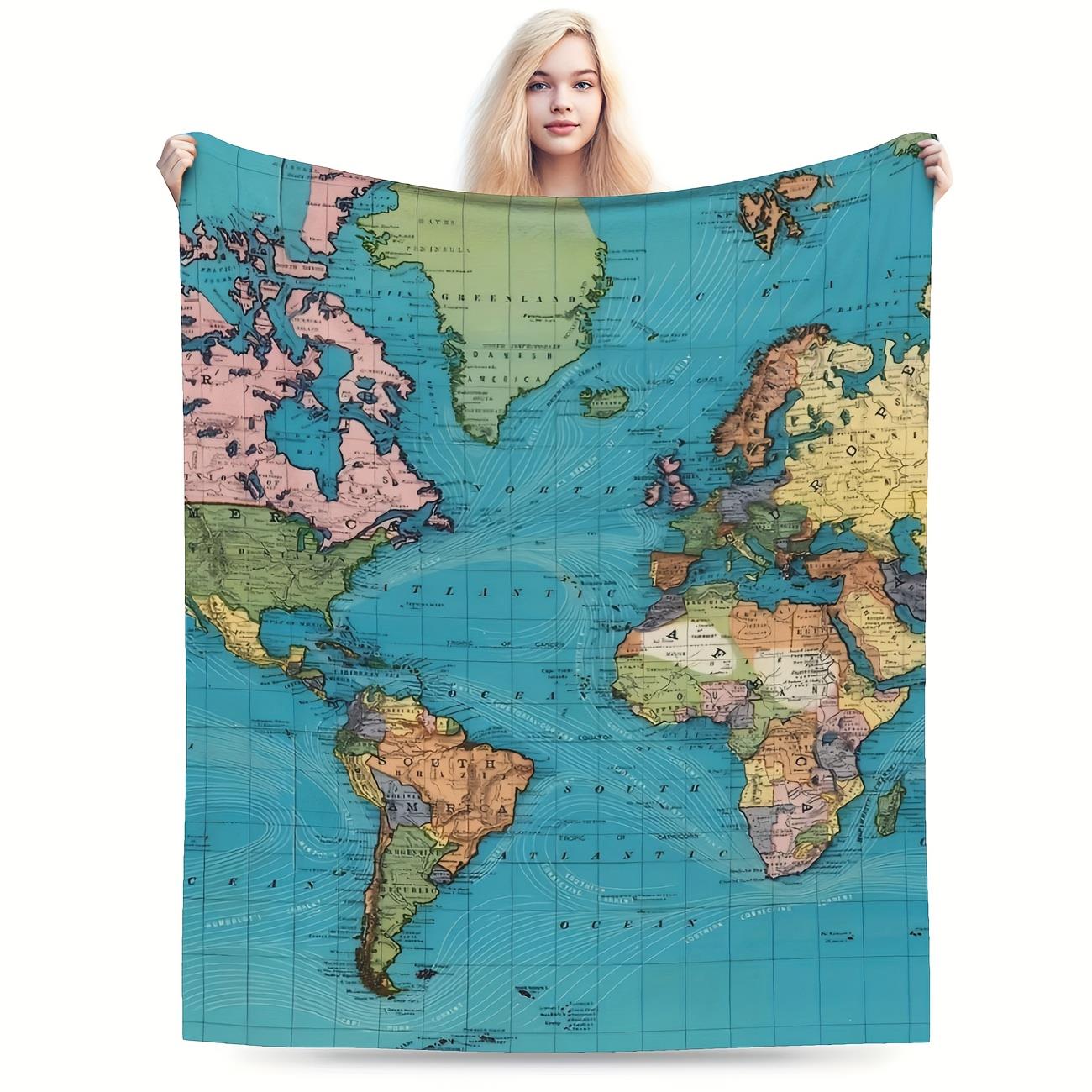 World Map Flannel Blanket Deep Blue and White Design Soft Bedspread for All Seasons Suitable for Living Room Office Sofa 75x100cm (30x40inch)
World Map Flannel Blanket Deep Blue and White Design Soft Bedspread for All Seasons Suitable for Living Room Office Sofa 75x100cm (30x40inch)