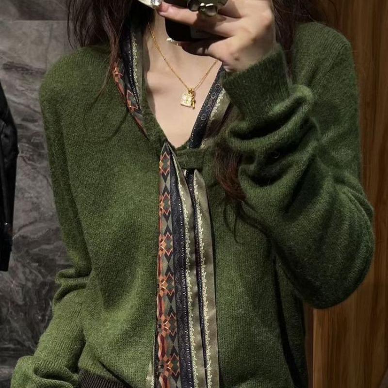 2025 Однотонный Темпераментный Зеленый V-образный вырез На шнуровке Свитер Женский Свободный Топ L зелёный
2025 Однотонный Темпераментный Зеленый V-образный вырез На шнуровке Свитер Женский Свободный Топ L зелёный